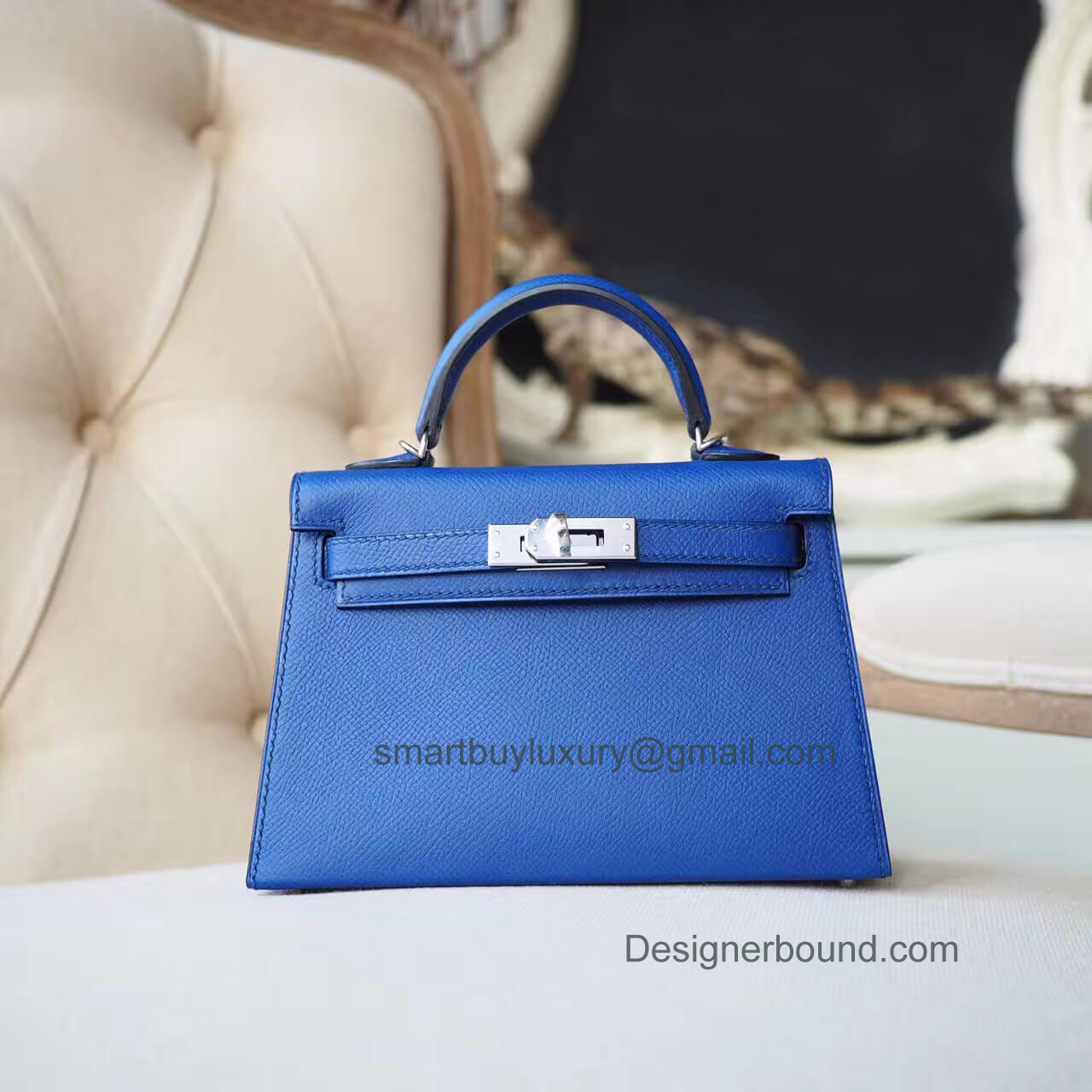 Hermes Mini Kelly II Bag in Bicolored 7t Blue Electric Epsom PHW